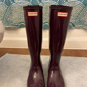Hunter boots - Sz 10 adjustable tall glossy purple
